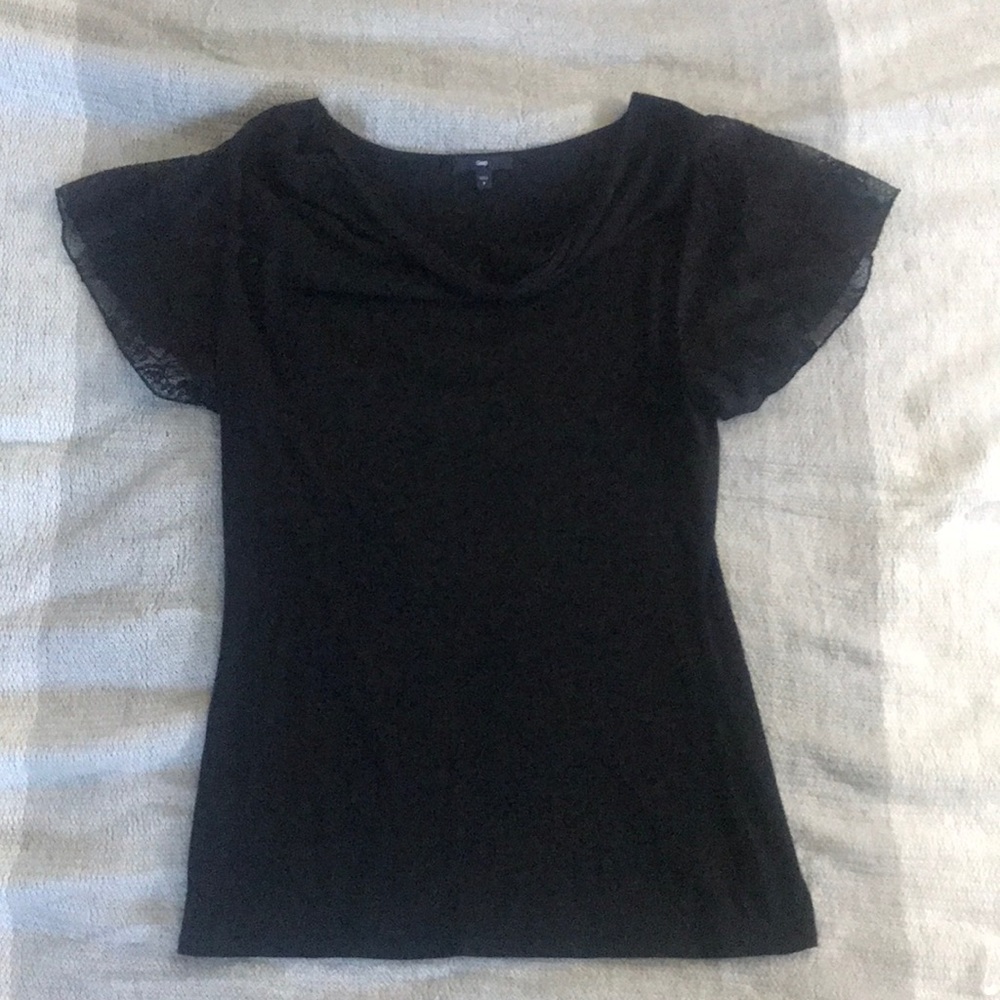 Black lace sleeve shirt